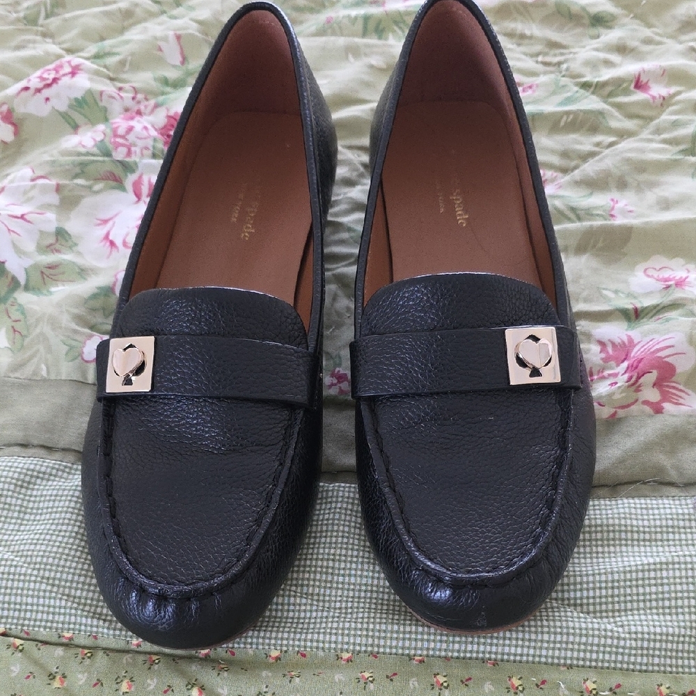 Kate Spade Camellia Black Leather Loafers